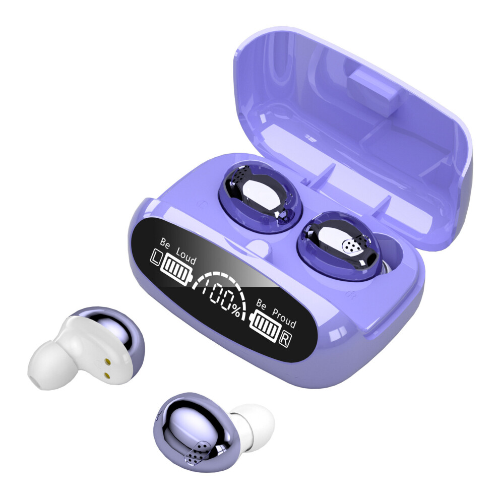 (A-) New Wireless Headphones Stereo Sport Touch Headset Tws Bluetooth V5.1 Earphones Women Earbuds With Microphone Power Bank 2000Mah Purple 4853106761797