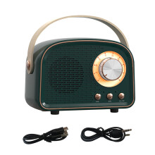 (a-Dark Green) Gift Retro Music Listening Plastic -compatible 5.0 Party Type C Rechargeable With Handle Wireless Speaker Home FM Radio