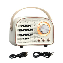(a-White) Gift Retro Music Listening Plastic -compatible 5.0 Party Type C Rechargeable With Handle Wireless Speaker Home FM Radio