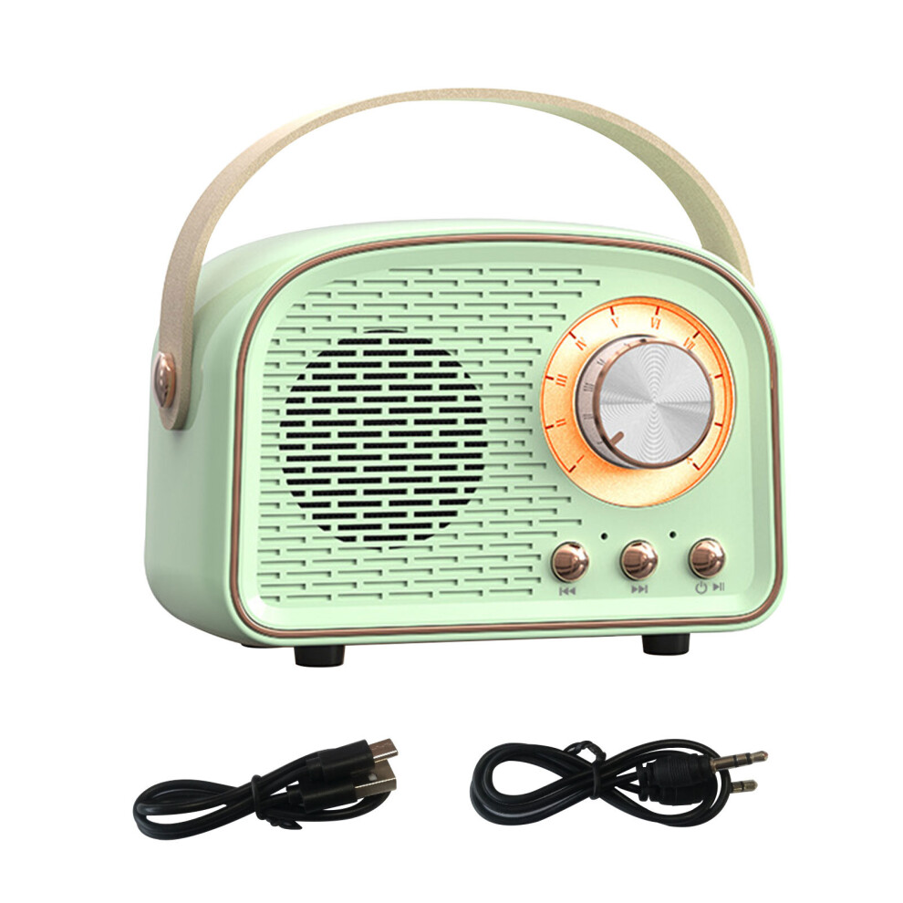 Photos - Radio / Clock  Wireless Speaker FM Radio Party With Handle Home Old Fashion Bluetooth-compatible 5.0 Indoor Outdoor Type C(a-Light Green)