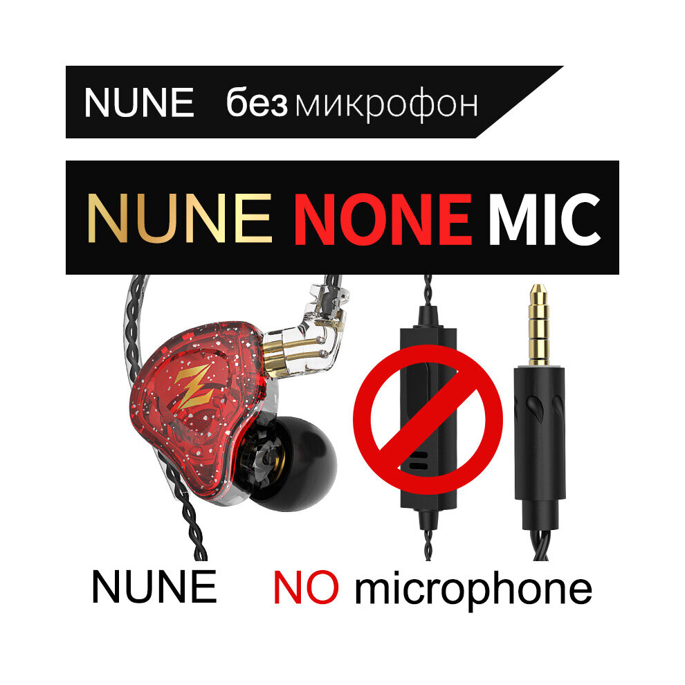 (A- Without Mic) Original Qkz-Nune Earphone Copper Driver Hifi Wi Headphones 3.5Mm Aux In-Ear Dj Bass Earbuds Monitor Headset For Xiaomi Sony Red 4851205019481