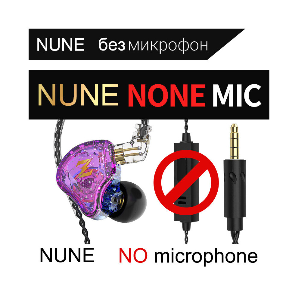 (A-Pruple Without Mic) Original Qkz-Nune Earphone Copper Driver Hifi Wired Headphones 3.5Mm Aux In-Ear Dj Bass Earbuds Monitor Headset For Xiaomi Sony 4851205019467