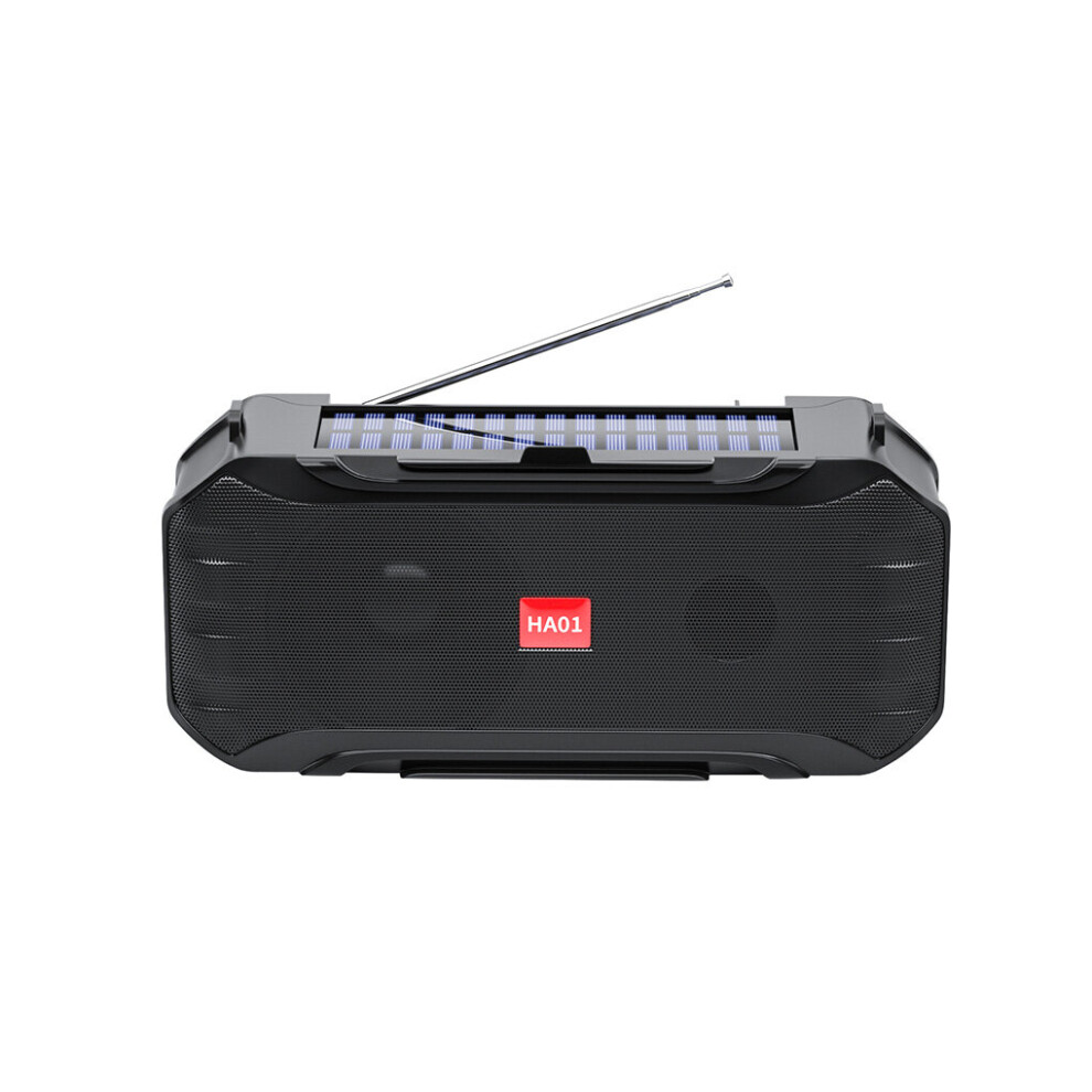 (A- Speaker) Wireless Portable Speaker Bluetooth-Compatible Solar Rechargeable Outdoor Emergency Flashlight Loudspeaker Radio Black/Blue 4854472217444