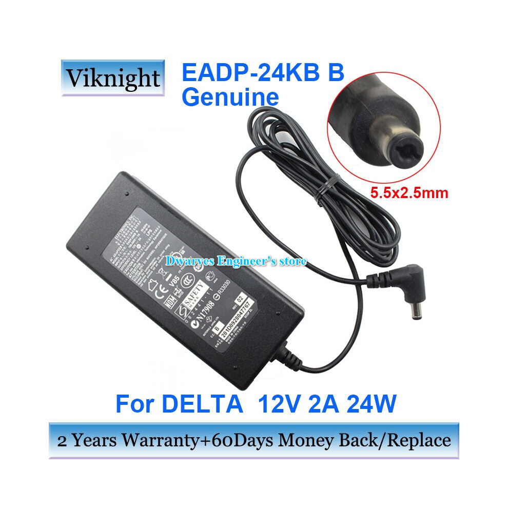 (A-) Genuine Eadp-24Kb B Ac Adapter 12V 2A 24W Charger For Delta Laptop Power Supply 5.5 X 2.1Mm Black 4855672979460