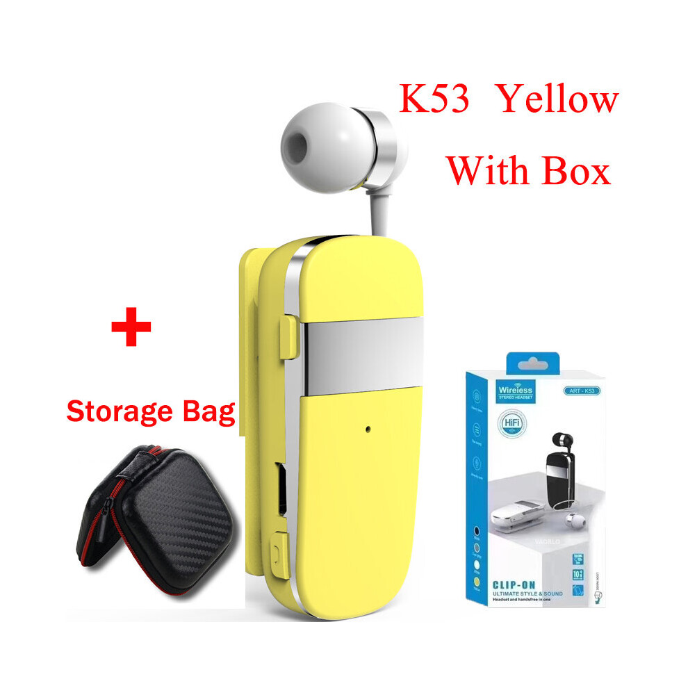 Photos - Headphones   K55 Earphone Bluetooth 5.2 with Wire Wireless Clip on Headphone Call Remind Vibration Business 2022(a-K53-Yellow With Bag)