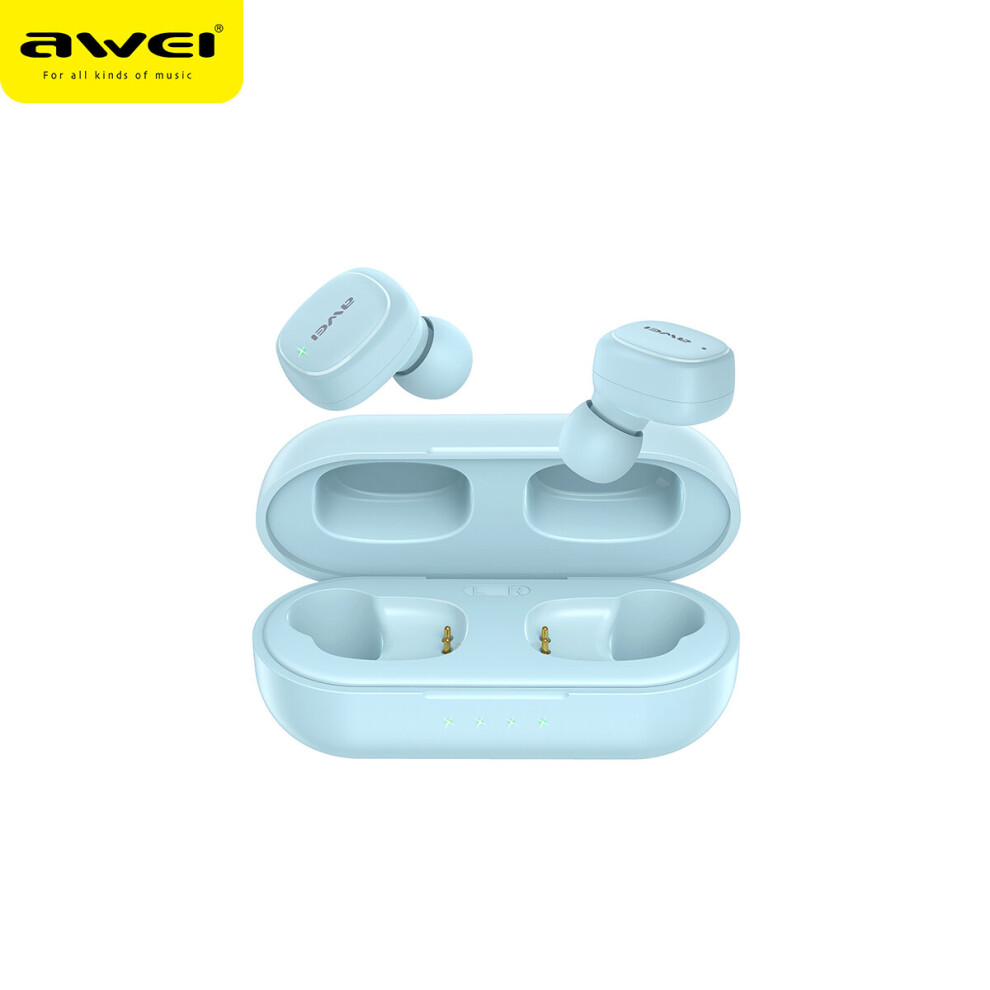 (A-) Awei T13 Pro Bluetooth Earphones Wireless Earbuds Bass In-Ear Tws Fone Headphone With Mic Hifi Stereo Gaming Headset Earphone Sky Blue 4851204907222