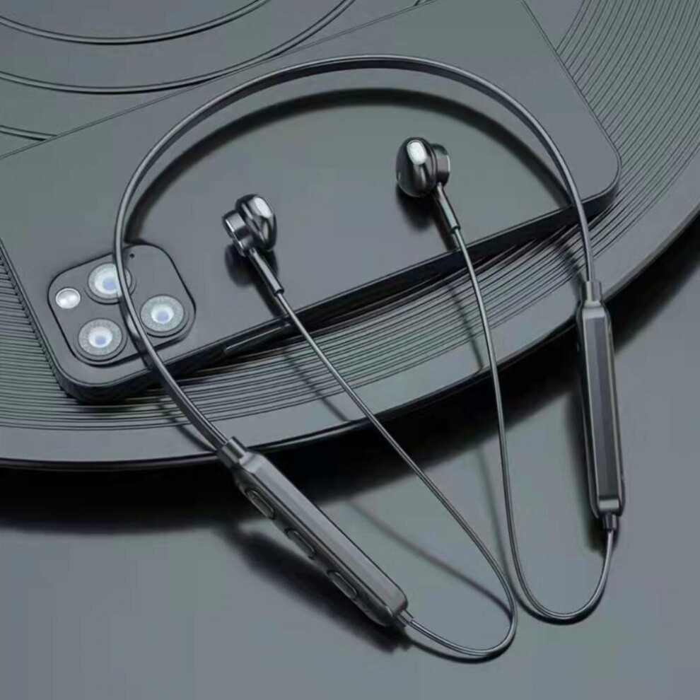 (A-) Wireless Bluetooth Earphones Hifi Waterproof Headphones Phone Neckband Sport Earbuds Magnetic Suction With Mic For Iphone Xiaomi Black 4851204908069