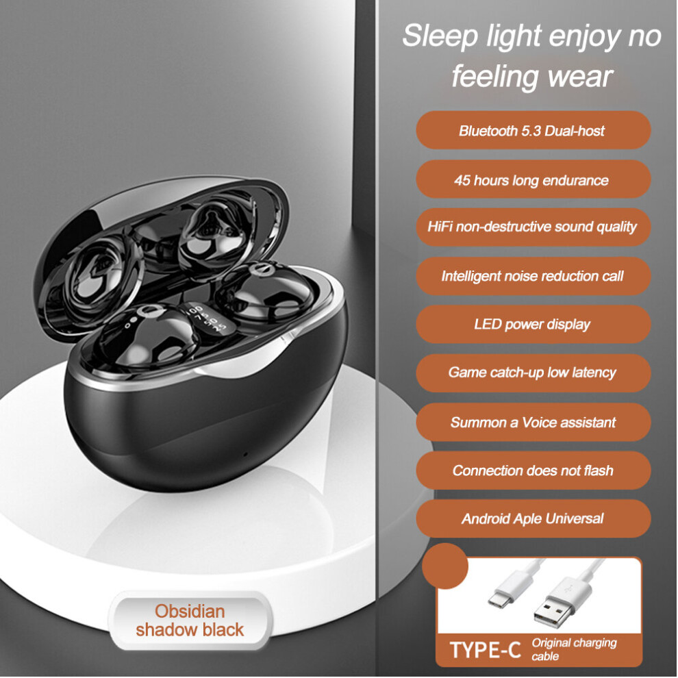 (A-) Mini Bluetooth 5.3 Headphones True Wireless Invisible In-Ear Earphones Gaming Hifi Stereo Noise Reduction Earbuds For Smartphone Black 4851204920757