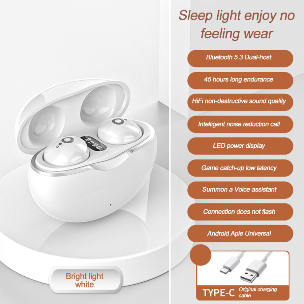 (A-) Mini Bluetooth 5.3 Headphones True Wireless Invisible In-Ear Earphones Gaming Hifi Stereo Noise Reduction Earbuds For Smartphone White 4851204920795