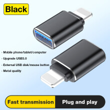 (a-Black) USB3.0 OTG Adapter For iPhone 14 13 12 11 Pro XS Max XR X 8 7 6s iPad U Disk Lighting Male to USB 3.0 Adapter for iOS 13 2023