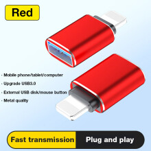 (a-Red) USB3.0 OTG Adapter For iPhone 14 13 12 11 Pro XS Max XR X 8 7 6s iPad U Disk Lighting Male to USB 3.0 Adapter for iOS 13 2023