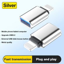 (a-Silver) USB3.0 OTG Adapter For iPhone 14 13 12 11 Pro XS Max XR X 8 7 6s iPad U Disk Lighting Male to USB 3.0 Adapter for iOS 13 2023