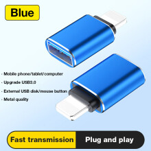 (a-Blue) USB3.0 OTG Adapter For iPhone 14 13 12 11 Pro XS Max XR X 8 7 6s iPad U Disk Lighting Male to USB 3.0 Adapter for iOS 13 2023
