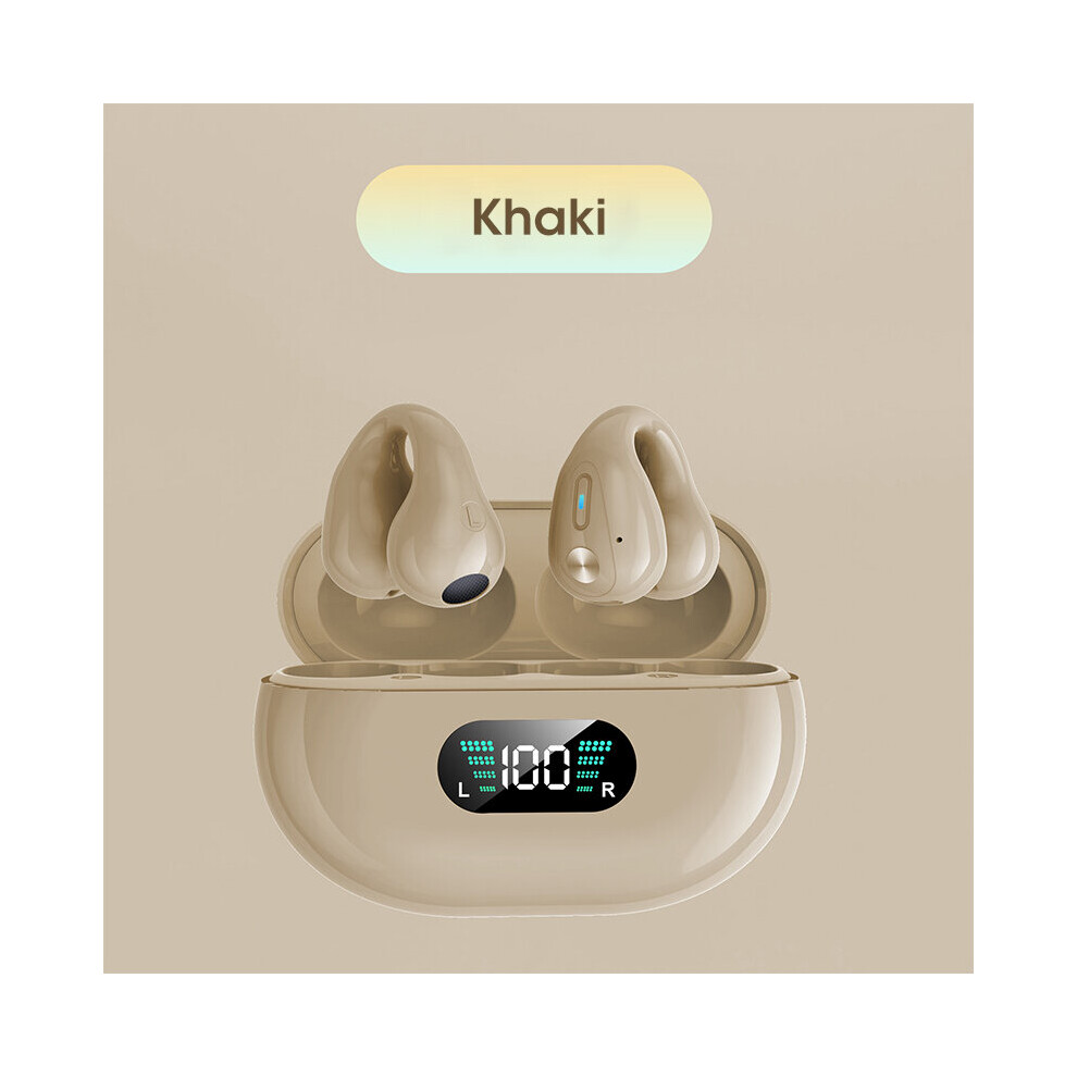 (A-Q80 Khaki) 0Tvp Bluetooth 5.3 Earphones With Mic Wireless Headphones Hifi Stereo Ear Hook Earbud Noise Reduction Sports Waterproof Headsets 4851204920115