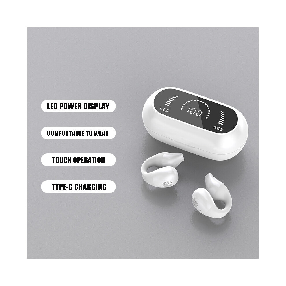 (A-) Bluetooth Headphones Sports Clip Ear Tws Bone Conduction Wireless Earphones Waterproof Noise Cancelling Earbuds Headset With Mic White 4851205044469