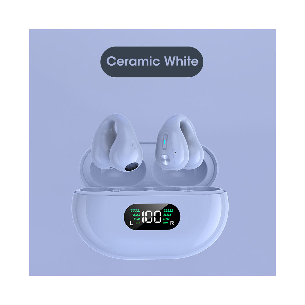 (A-Q80 ) 0Tvp Bluetooth 5.3 Earphones With Mic Wireless Headphones Hifi Stereo Ear Hook Earbud Noise Reduction Sports Waterproof Headsets White 4851204920122