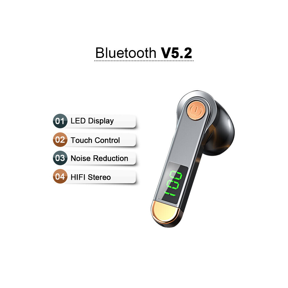 (A-) Tws Earphone Bluetooth V5.2 Wireless Headphones In-Ear Earbuds Waterproof Stereo Sports Noise Mini Headset With New Led Display Black 4851204893037