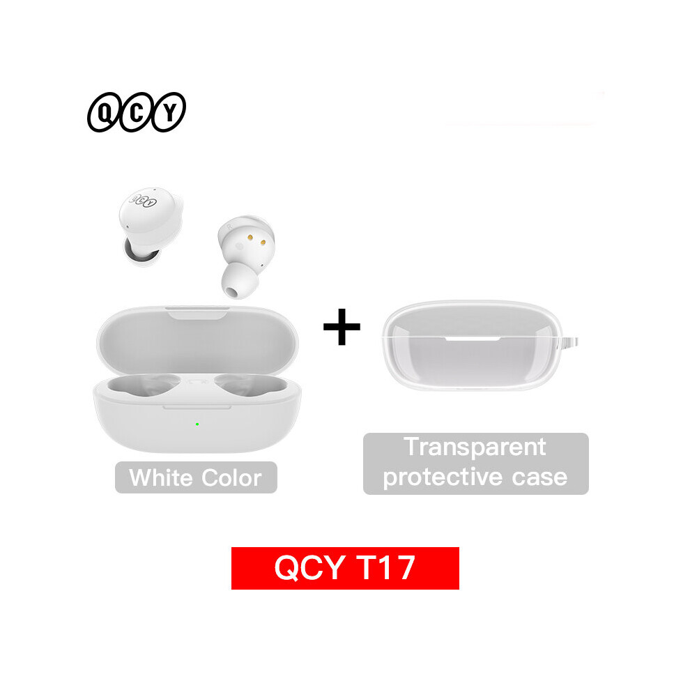 (A-T17 With Case) Qcy T17 Bluetooth Earphone 5.1 Wireless Earbuds Touch Control Low Latency For Game Youth Earbuds 380Mah Battery Enc For Callin White 4851204895673