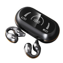 (a-Black) S03 Wireless Earbuds Bone Conduction Ear Hook Sport Headset Clip-on Earphone Universal for Smart Phones