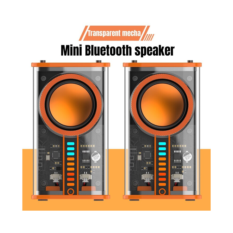 (A-2Pcs K07) Portable Outdoor Mini Bluetooth 5.0 Speaker Transparent Mecha Acousto-Optic Rhythm 3D Surround Shock Bass Tws Desktop Subwoofer 4854472207346