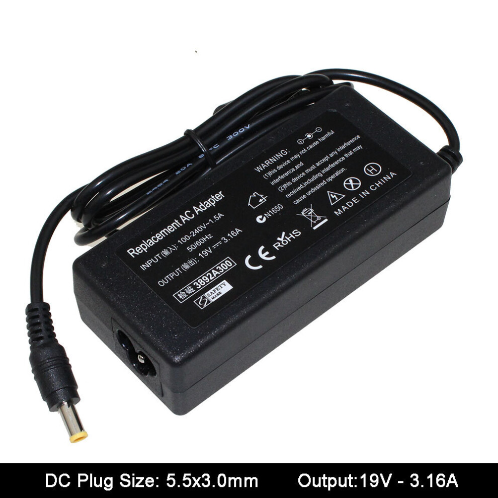 (A-) 19V 3.16A 5.5X3.0mm Ac Power Supply Adapter For Samsung Np300v5a Rv411 R428 Rv415 Rv420 Rv515 R540 R510 R522 R530 Laptop Charger 4855672916687