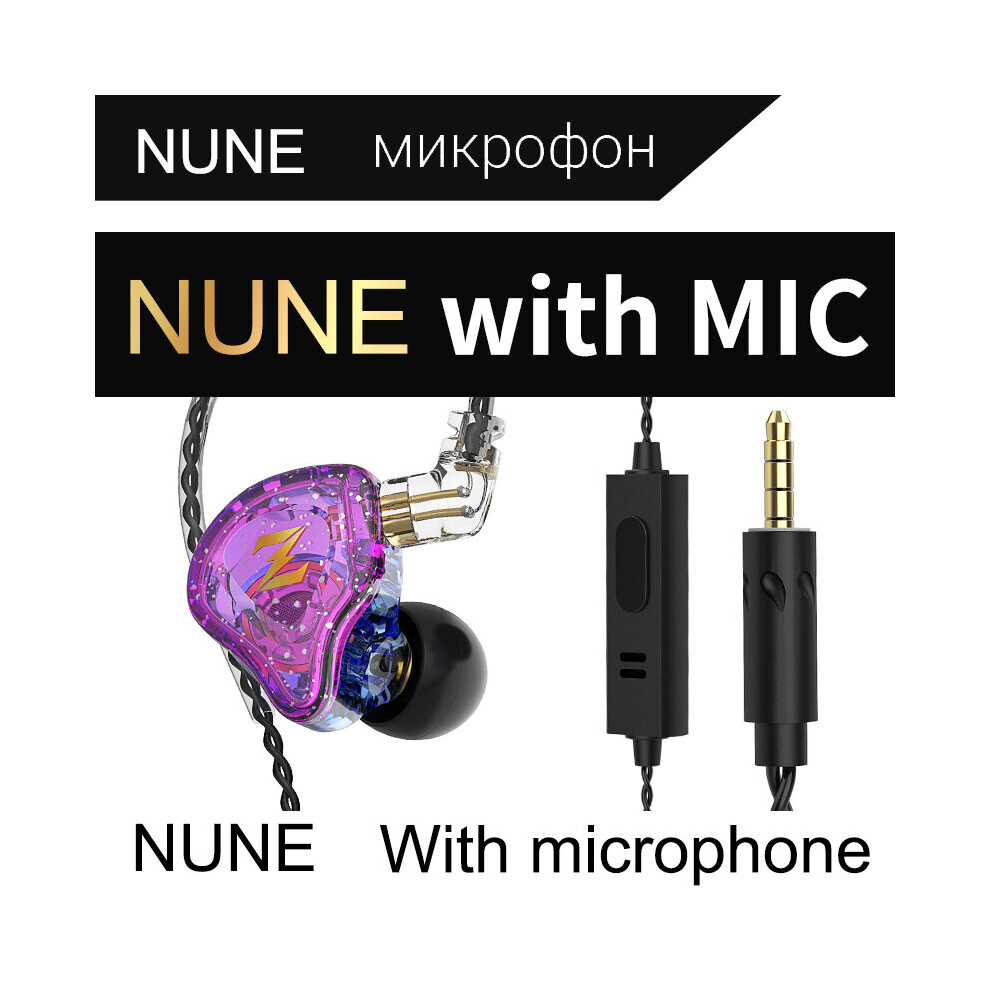 (A-Pruple With Mic) Original Qkz-Nune Earphone Copper Driver Hifi Wired Headphones 3.5Mm Aux In-Ear Dj Bass Earbuds Monitor Headset For Xiaomi Sony 4851205019450