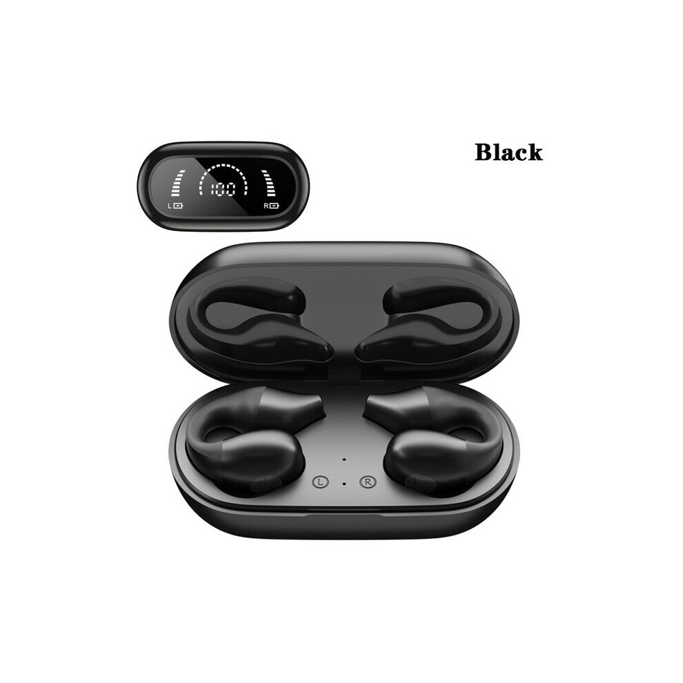 (A-) Tws Wireless Headphones Bluetooth 5.2 Bone Conduction Earphones Earclip Design Touch Control Earbuds Sports Headset For Phones Black 4851205022528