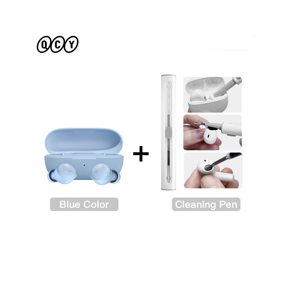 (A- With Pen) Qcy T17 Tooth Earphone 5.1 Wireless Earbuds Touch Control Low Latency For Game Youth Earbuds 380Mah Battery Enc For Calling Blue 4851204895611