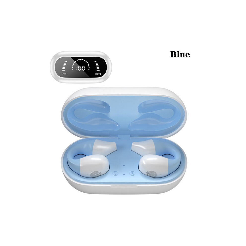 (A-) Tws Wireless Headphones Tooth 5.2 Bone Conduction Earphones Earclip Design Touch Control Earbuds Sports Headset For Phones Blue 4851205022542