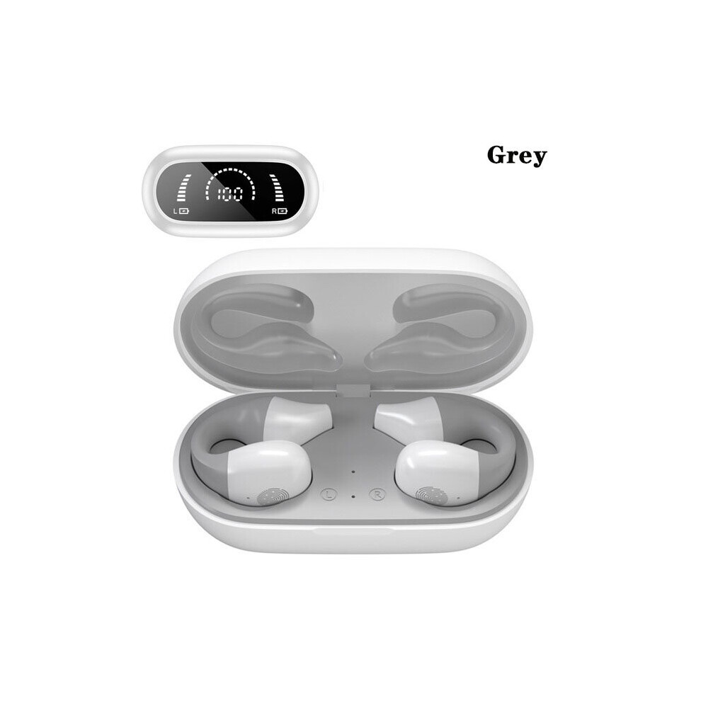 (A-) Tws Wireless Headphones Bluetooth 5.2 Bone Conduction Earphones Earclip Design Touch Control Earbuds Sports Headset For Phones Grey 4851205022559