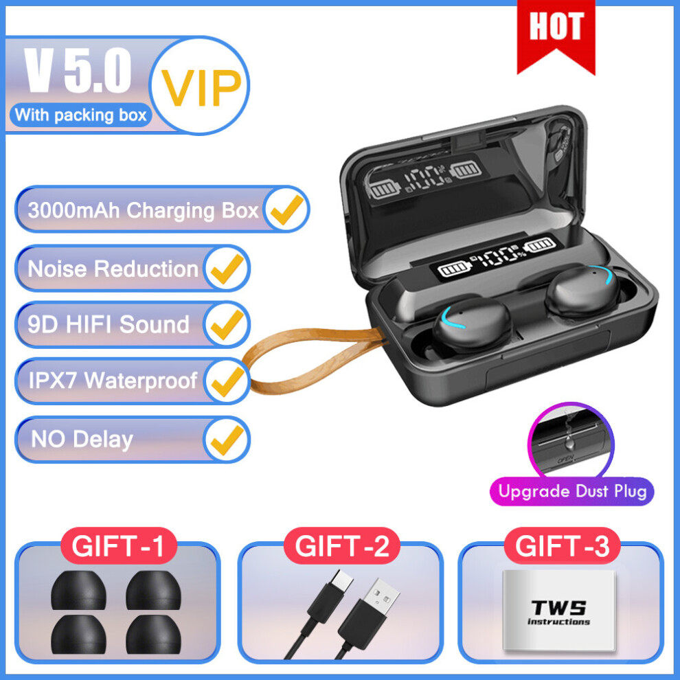 (A-Bluetooth Headphones) F9 Tws Earphone Bluetooth Headphones Gaming Wireless Bluetooth Headset Earbuds For Cellphone With Power Bank Led 4851204946320