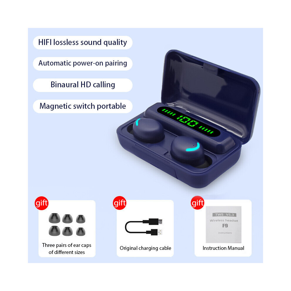 (A-004) 2022 F9 Wireless Headphones Tws Gaming Bluetooth Earphones 5.1 Stereo Sports Wireless Earbuds Waterproof Noise Reduction Headset 4853106759022