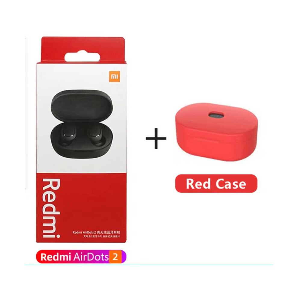 (A-With Case) Xiaomi Mi Airdots 2 Bluetooth 5.0 Earphones Wireless Headphones Earbuds In Ear Sport Music Outdoor Headset With Mic Original Red 4851204884004