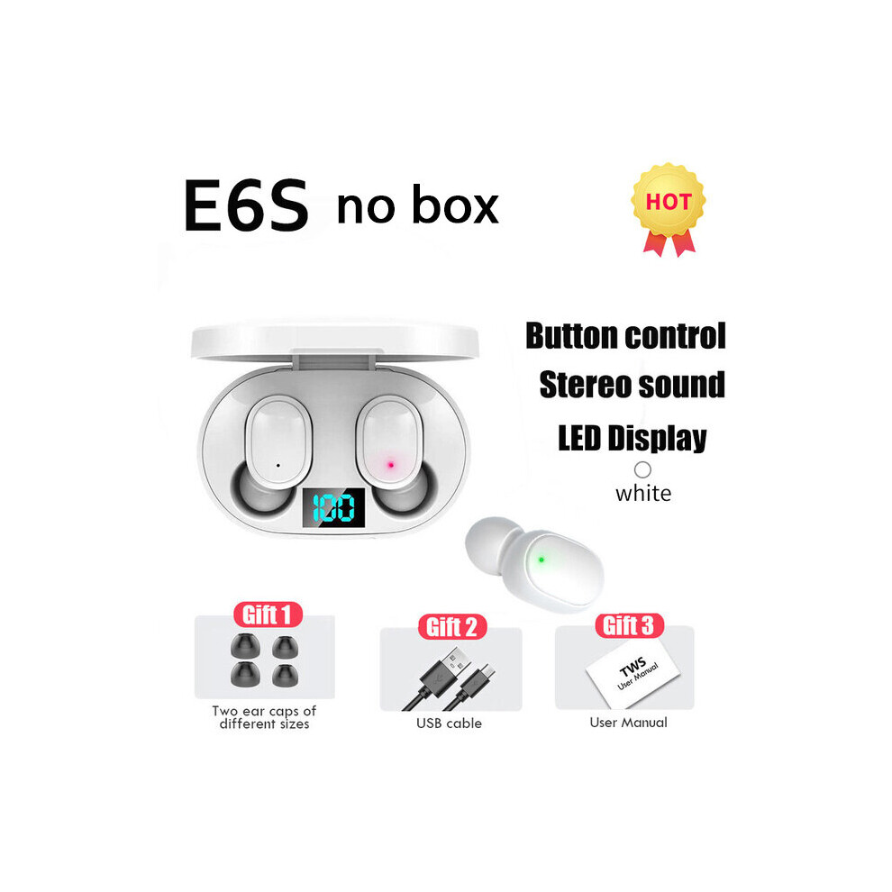 (A-E6s No Box) Bluetooth Earphones Wireless Bluetooth Headset With Mic Mini Headphones Tws Airdots Sports Earbuds Hifi Fone For Xiaomi Redmi J1 White 4851205001899