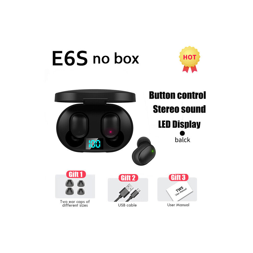 (A-E6s No Box) Bluetooth Earphones Wireless Bluetooth Headset With Mic Mini Headphones Tws Airdots Sports Earbuds Hifi Fone For Xiaomi Redmi J1 Black 4851205001844