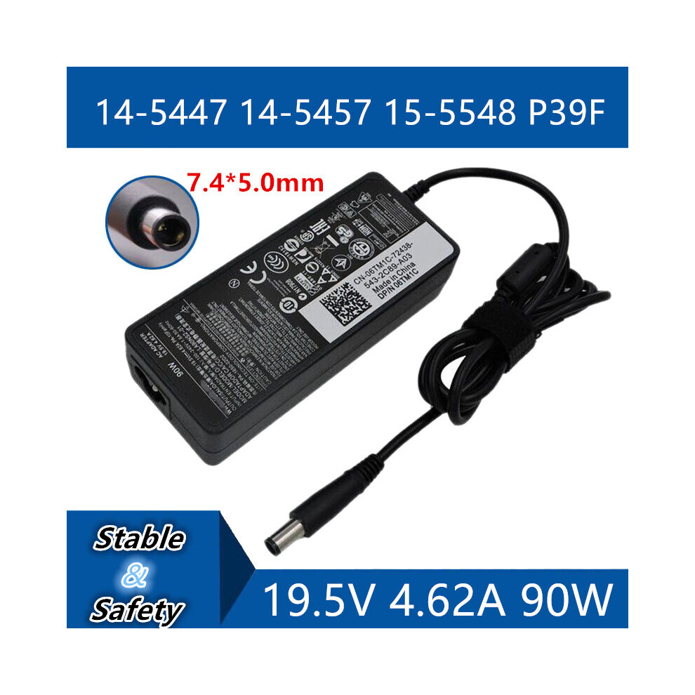 (A-) 19.5V 4.62A 7.4*5.0Mm Universal Laptop Adapter Charger For Dell Inspiron 14-5447 14-5457 15-5548 P39f Dc Jack Power Adapter 4855672994289