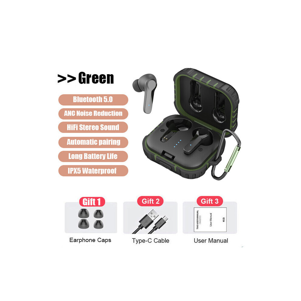 (A-) Kingstar Anc Wireless Earphone Bluetooth Active Noise Cancelling Tws Headphones Hi-Fi Stereo Earbuds Touch Control Mic Headset Green 4851204973982