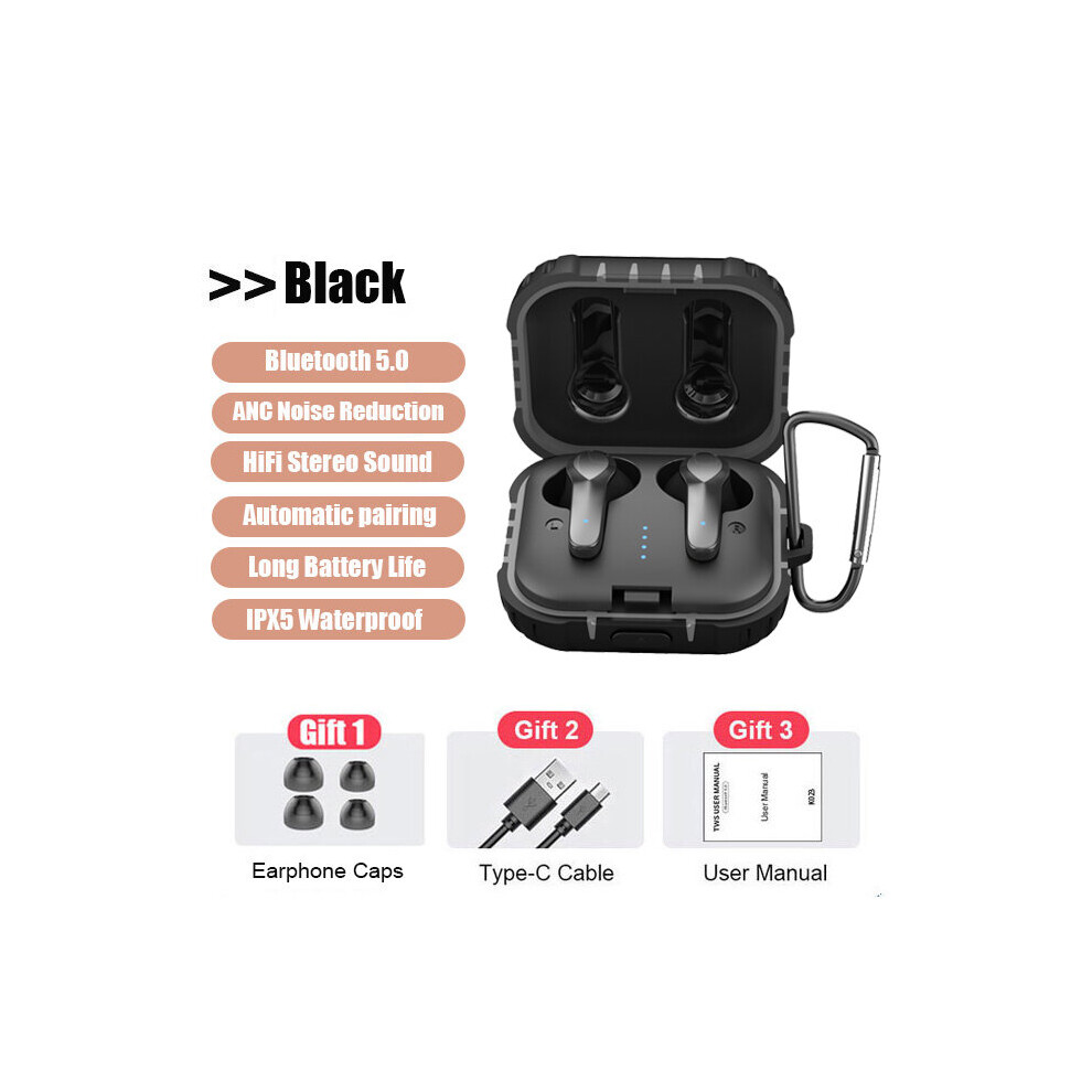 (A-) Kingstar Anc Wireless Earphone Bluetooth Active Noise Cancelling Tws Headphones Hi-Fi Stereo Earbuds Touch Control Mic Headset Black 4851204973968