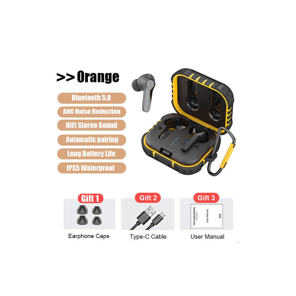 (A-) Kingstar Anc Wireless Earphone Bluetooth Active Noise Cancelling Tws Headphones Hi-Fi Stereo Earbuds Touch Control Mic Headset Orange 4851204973999