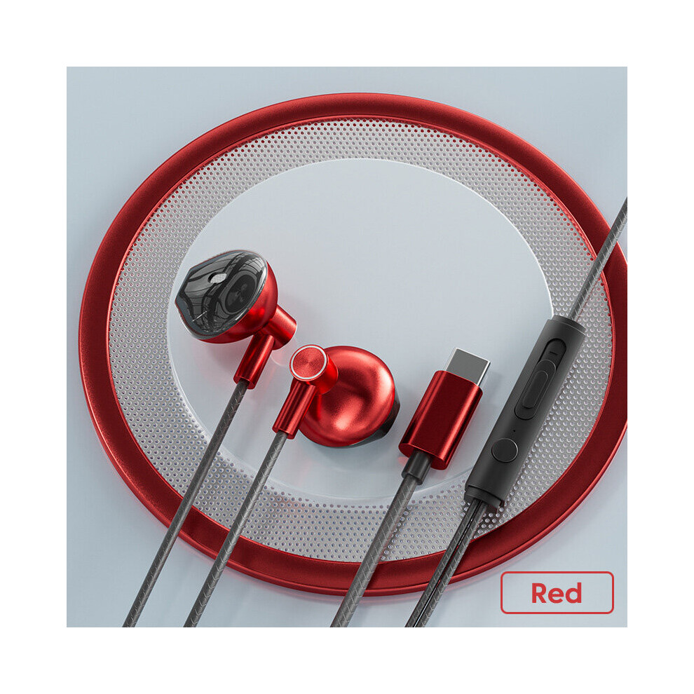 (A-Type C ) 3.5Mm/Type C In-Ear Headphones Hifi Sport Music Earbud Handfree Wi Headset Earphones With Mic For Iphone Xiaomi Huawei Oppo Red 4851205040041