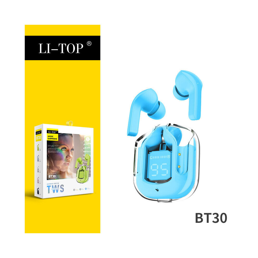 (A-) Bt30 Tws Wireless Headphones Hifi Tooth 5.1 Earphones Noise Reduction Headset With Mic Transparent Gaming Earbuds New In Blue 4851204944807