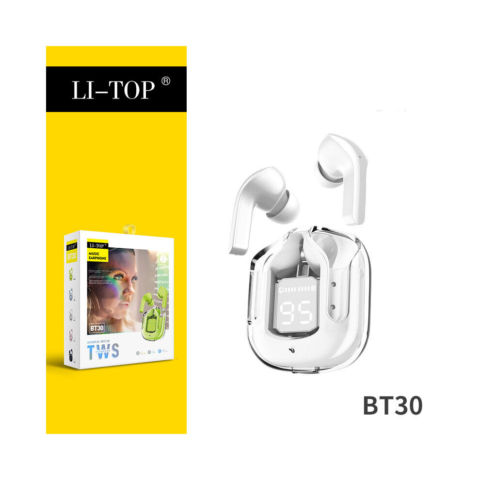(A-) Bt30 Tws Wireless Headphones Hifi Bluetooth 5.1 Earphones Noise Reduction Headset With Mic Transparent Gaming Earbuds New In White 4851204944838