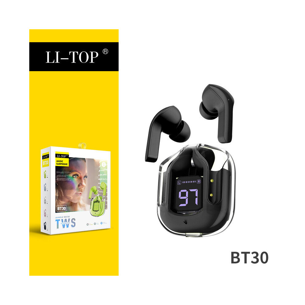 (A-) Bt30 Tws Wireless Headphones Hifi Bluetooth 5.1 Earphones Noise Reduction Headset With Mic Transparent Gaming Earbuds New In Black 4851204944784