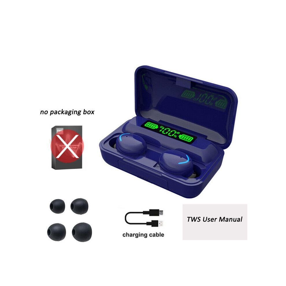 (A-Royal -No Box) F9 Tws Tooth 5.1 Earphones Charging Box Wireless Headphone 9D Stereo Sports Waterproof Earbuds Headsets With Microphone Blue 4851204874395