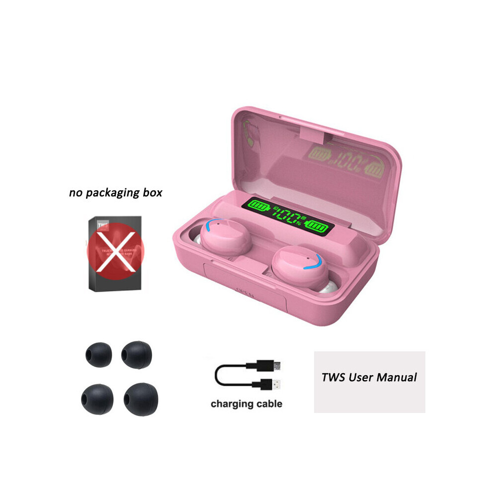 (A-No Box) F9 Tws Bluetooth 5.1 Earphones Charging Box Wireless Headphone 9D Stereo Sports Waterproof Earbuds Headsets With Microphone Pink 4851204874371