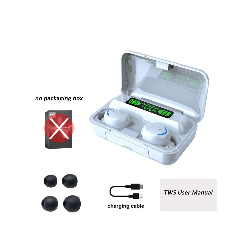 (A-No Box) F9 Tws Bluetooth 5.1 Earphones Charging Box Wireless Headphone 9D Stereo Sports Waterproof Earbuds Headsets With Microphone White 4851204874418