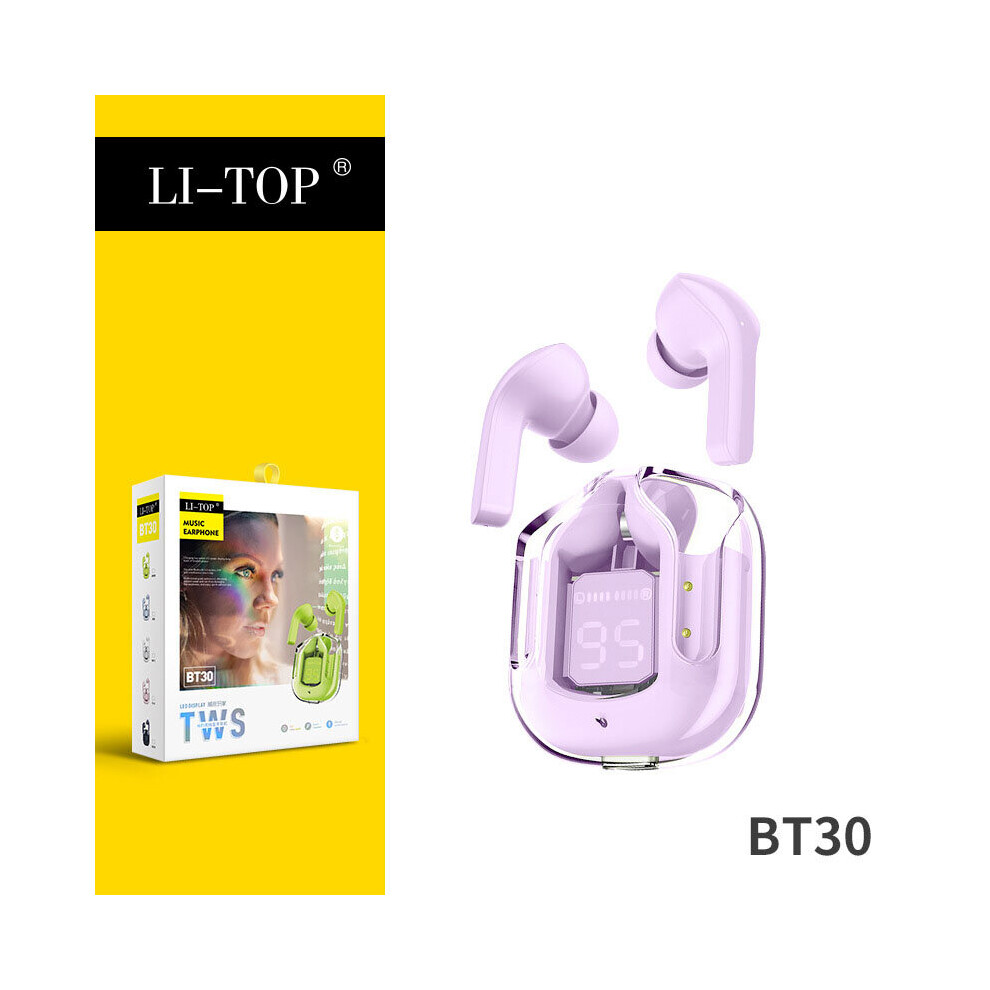 (A-) Bt30 Tws Wireless Headphones Hifi Bluetooth 5.1 Earphones Noise Reduction Headset With Mic Transparent Gaming Earbuds New In Pink 4851204944821