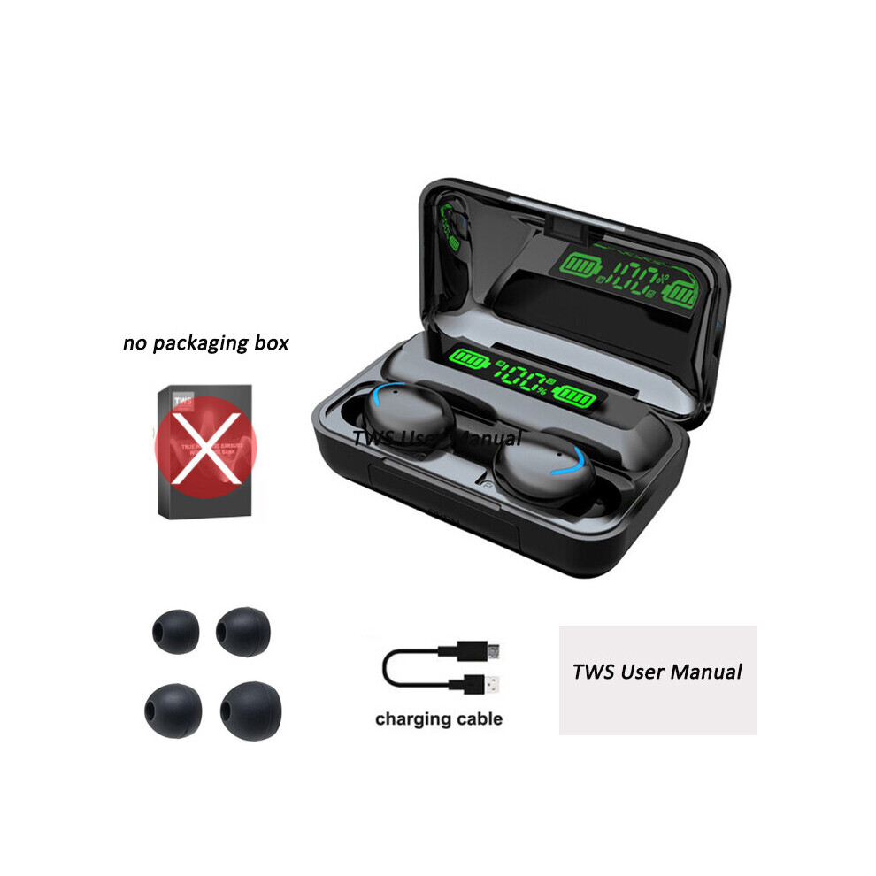 (A-No Box) F9 Tws Bluetooth 5.1 Earphones Charging Box Wireless Headphone 9D Stereo Sports Waterproof Earbuds Headsets With Microphone Black 4851204874326