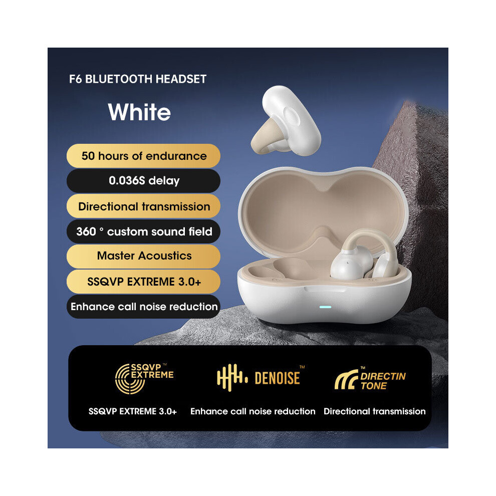 (A-) New Tws For Ambie Sound Earcuffs Ear Bone Conduction Earring Wireless Bluetooth 5.3 Earphones Sport Headphones Earbuds For Phone White 4851204962603