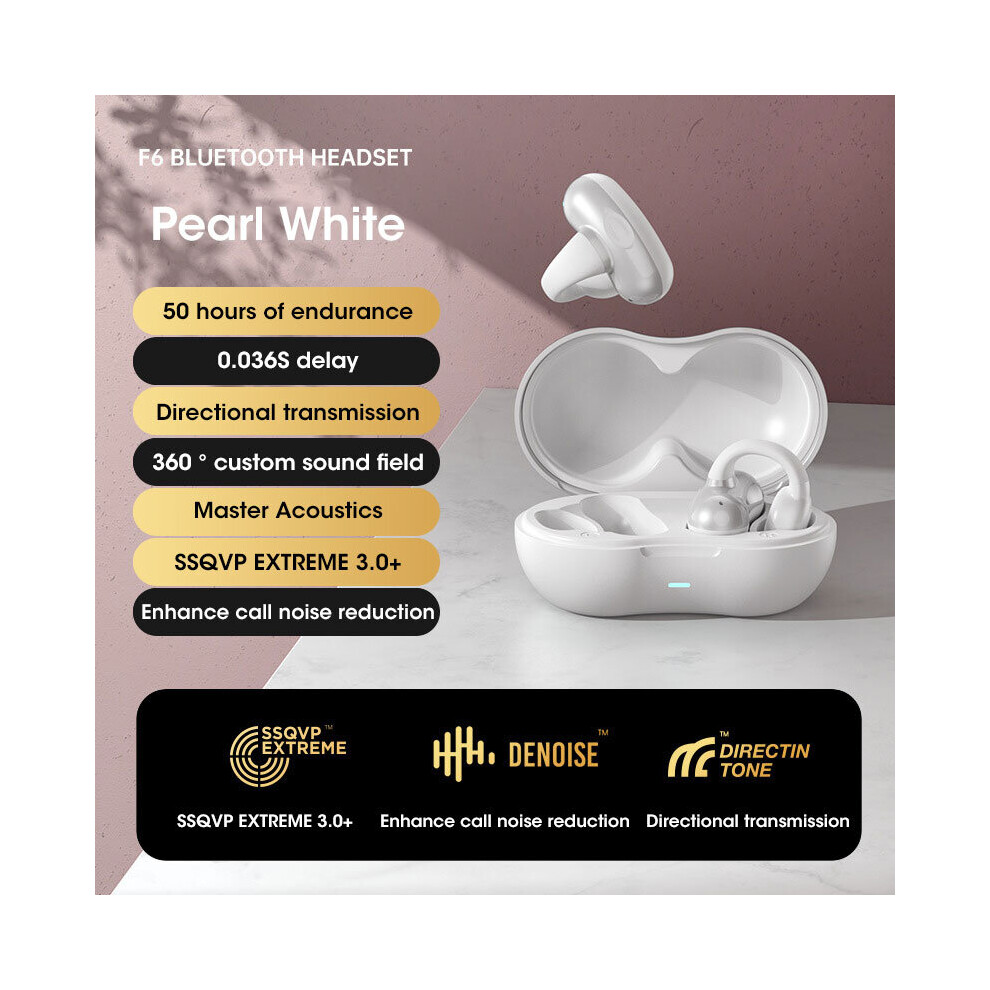 (A-Pearl ) New Tws For Ambie Sound Earcuffs Ear Bone Conduction Earring Wireless Bluetooth 5.3 Earphones Sport Headphones Earbuds For Phone White 4851204962580